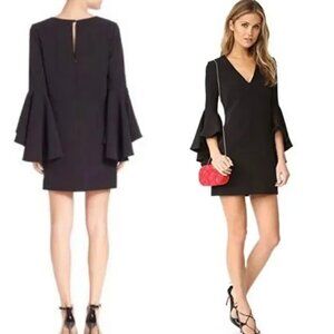 Milly Black Shift Dress Mini Bell Sleeves Keyhole Back